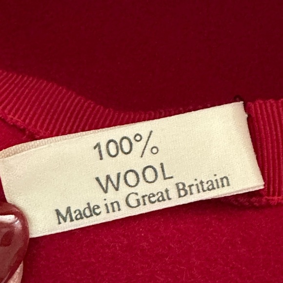 LAURA ASHLEY Vintage 80s Red Wool‎ Felt Hat Bowler Cloche UK Made Mother & Child